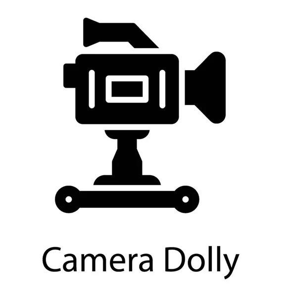 Bir Video Kamera Gösteren Video Dolly Kavramı Yerleştirildiği Tekerlekler Ile — Stok Vektör