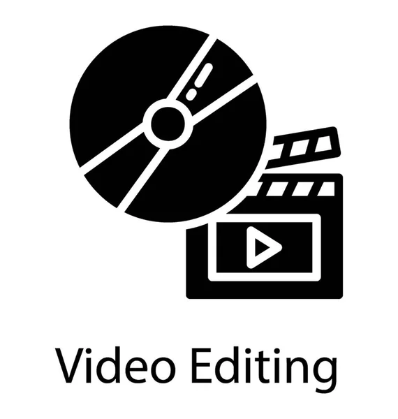 Kompakt Disk Med Filmklappa Erbjuder Konceptet För Videoredigering — Stock vektor