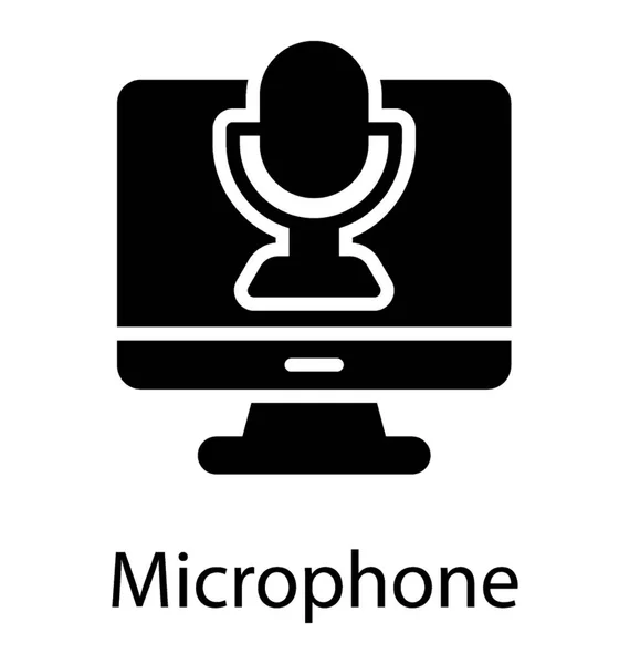 Pantalla Lcd Con Micrófono Conceptualizando Grabación Voz — Vector de stock
