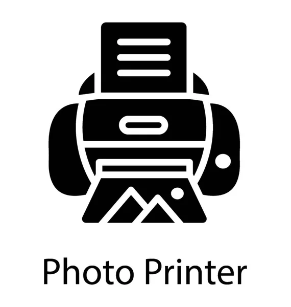 Papíru Vykoukali Ikona Hardwarové Zařízení Zobrazeno Foto Tiskárny — Stockový vektor