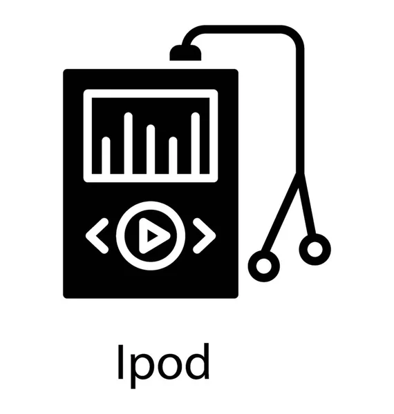 Dispositivo Con Botón Reproducción Junto Con Auriculares Que Denotan Ipod — Vector de stock