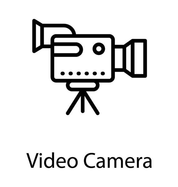 Une Caméra Avec Objectif Support Représentant Une Caméra Vidéo — Image vectorielle