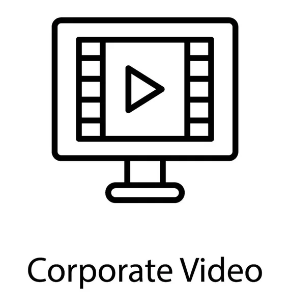 Ein Computerbildschirm Mit Einem Spielschild Das Das Konzept Des Unternehmensvideos — Stockvektor