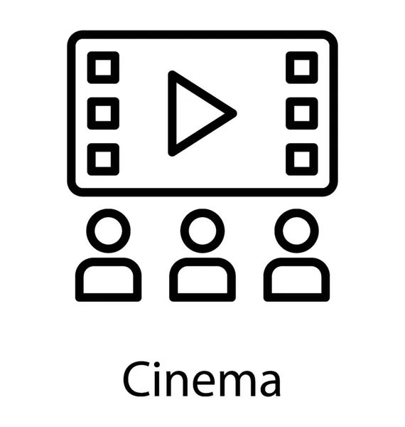 Groupe Membres Assis Manière Ordonnée Ayant Vidéo Graphique Sur Devant — Image vectorielle