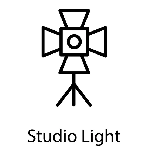 一个立场与四侧灯泡在硬结构显示工作室灯 — 图库矢量图片