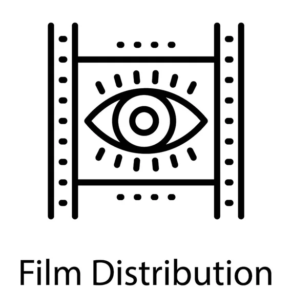 Una Bobina Film Con Occhio Sporgente Grafico Che Simboleggia Distribuzione — Vettoriale Stock