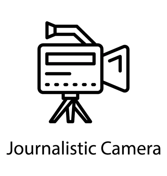 视频捕捉设备的立场与灯光 记者相机图标 — 图库矢量图片