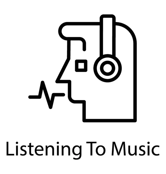 Человеческий Аватар Наушниках Звуком Выходящим Наружу Прослушивание Иконы Музыки — стоковый вектор
