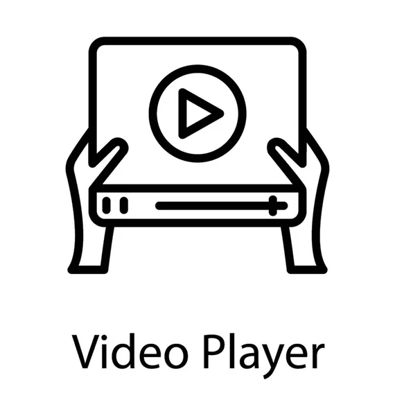 Hände Die Ein Gerät Mit Play Taste Und Video Fortschrittslinie — Stockvektor