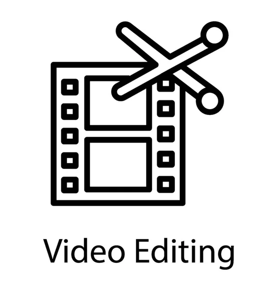 Videorolle Mit Schere Die Videobearbeitungssymbol Ermöglicht — Stockvektor