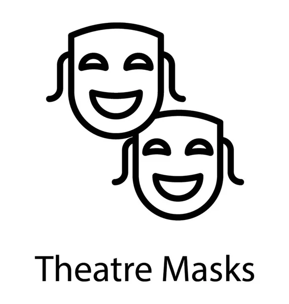 Máscaras Madera Con Expresiones Risa Mostrando Máscaras Teatro — Vector de stock