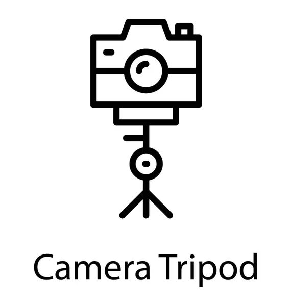 Stand Caméra Capture Photos Est Placée Icône Pour Trépied Appareil — Image vectorielle