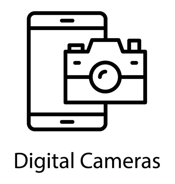 Мобильный Телефон Камерой Показывающей Иконку Цифровой Камеры — стоковый вектор