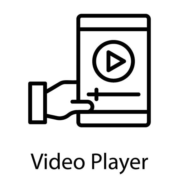 Ręka Trzyma Urządzenie Koncepcja Odtwarzacz Wideo Pokazano Przycisk Play — Wektor stockowy