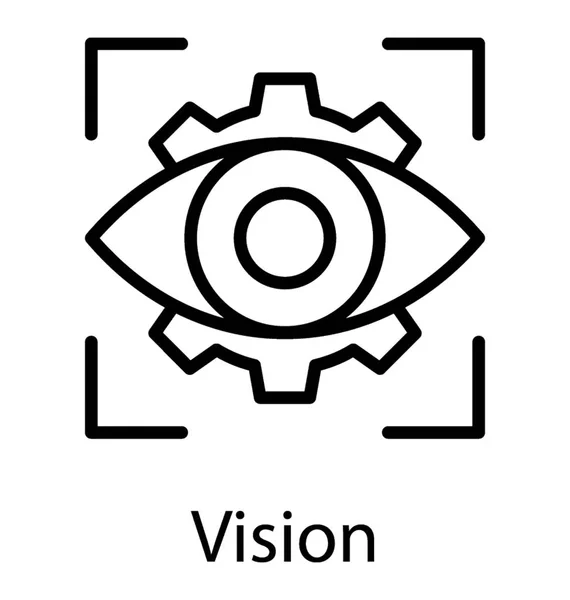 Ögat Inuti Kameran Fokus Skylta Vision Koncept — Stock vektor