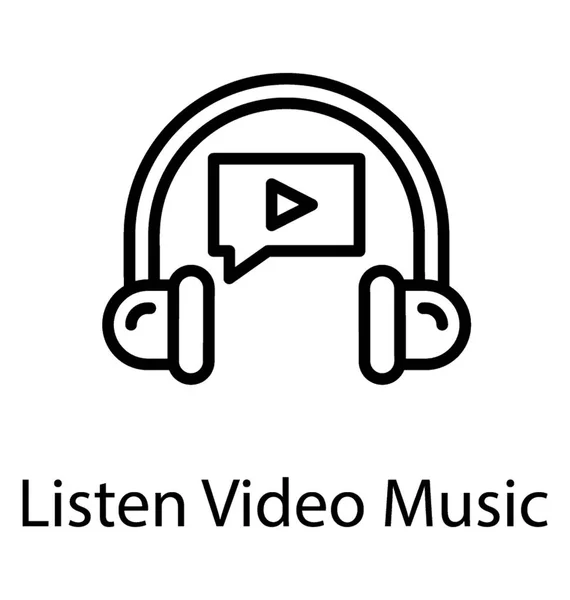 Botón Reproducción Auriculares Juntos Mostrando Concepto Escuchar Música — Vector de stock