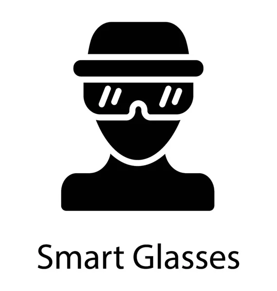 Glyphvector Simgesi Tasarım Akıllı Gözlük Sanal Gerçeklik Ortamında Sembolik — Stok Vektör