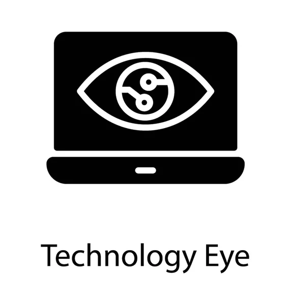 Detailed Glyph Icon Design Eye Tap Augmentation — Stock Vector