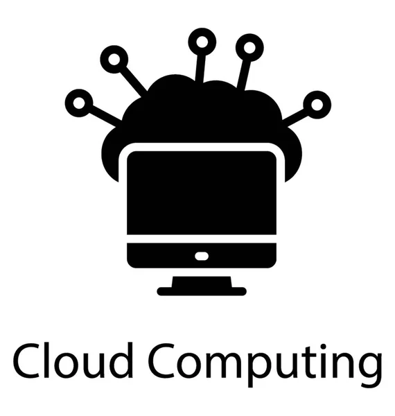 Écran Moniteur Avec Flèche Vers Bas Cloud Computing Arrière Plan — Image vectorielle