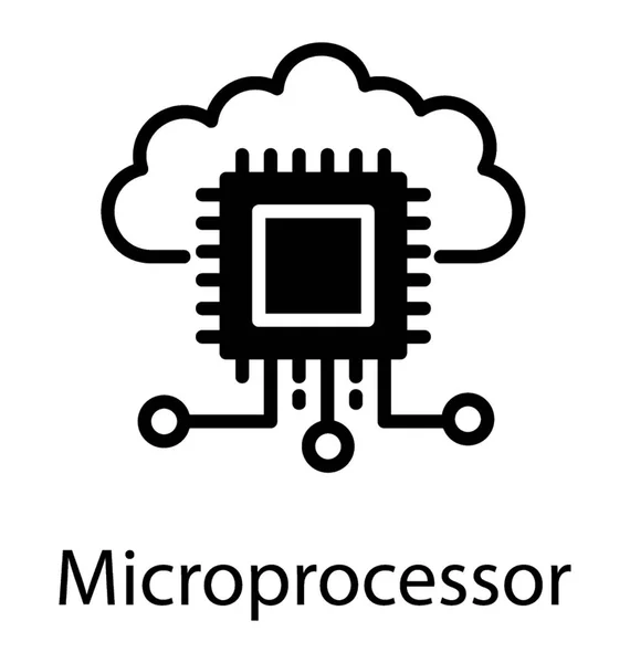 Puce Processeur Intégrée Dans Cloud Computing Pour Désigner Concept Cloud — Image vectorielle