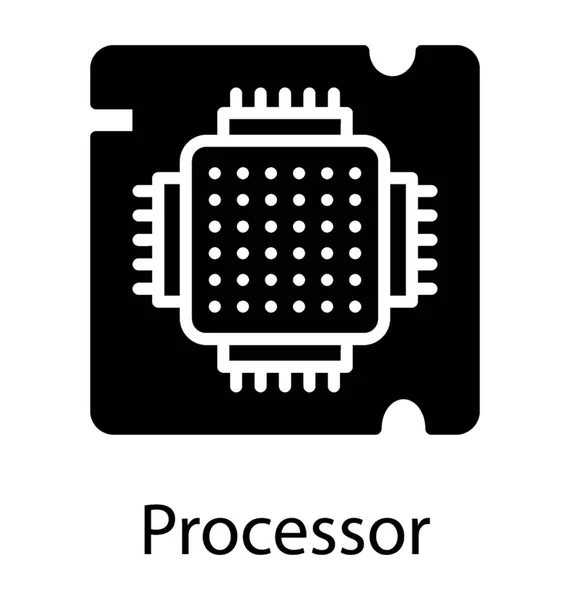 Glyph Vector Icon Image Microprocessor — Stock Vector