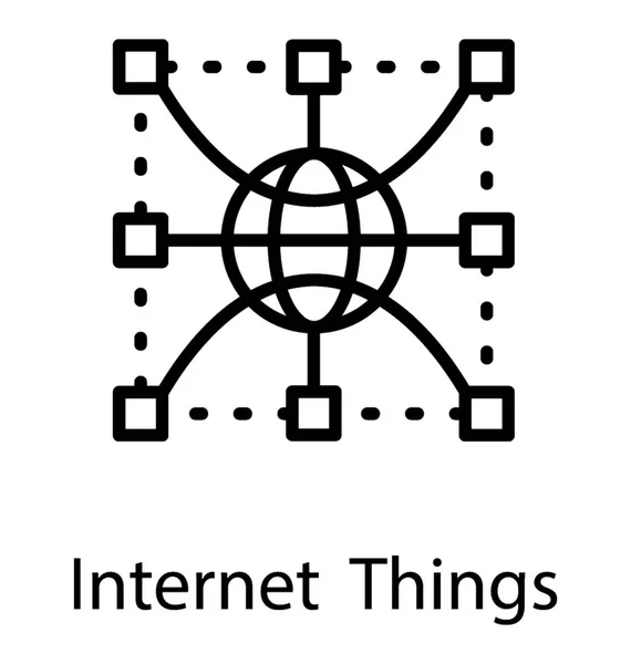 Globalnetz Verbunden Mit Verschiedenen Knoten Internet Der Dinge — Stockvektor