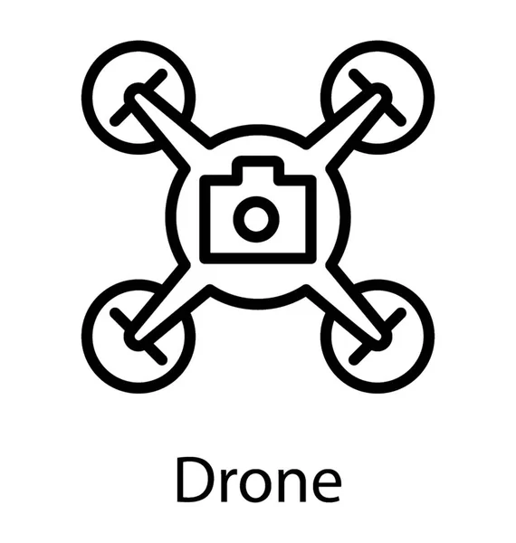 Technologie Drone Télécommande Conception Icône Ligne Quadcopter — Image vectorielle