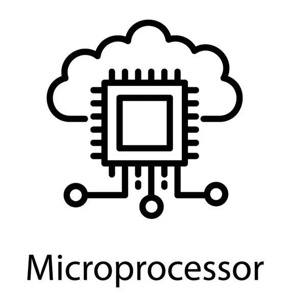 Puce Processeur Intégrée Dans Cloud Computing Pour Désigner Concept Cloud — Image vectorielle