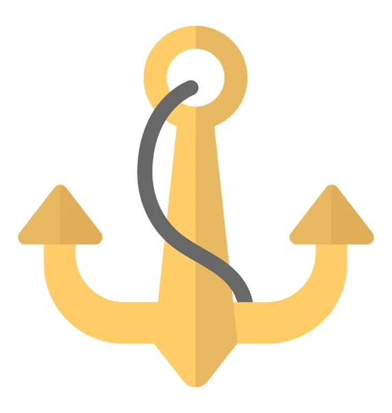 Three Sided Arrow Heads Rope Dock Ships Boats Anchor Icon — Stock Vector