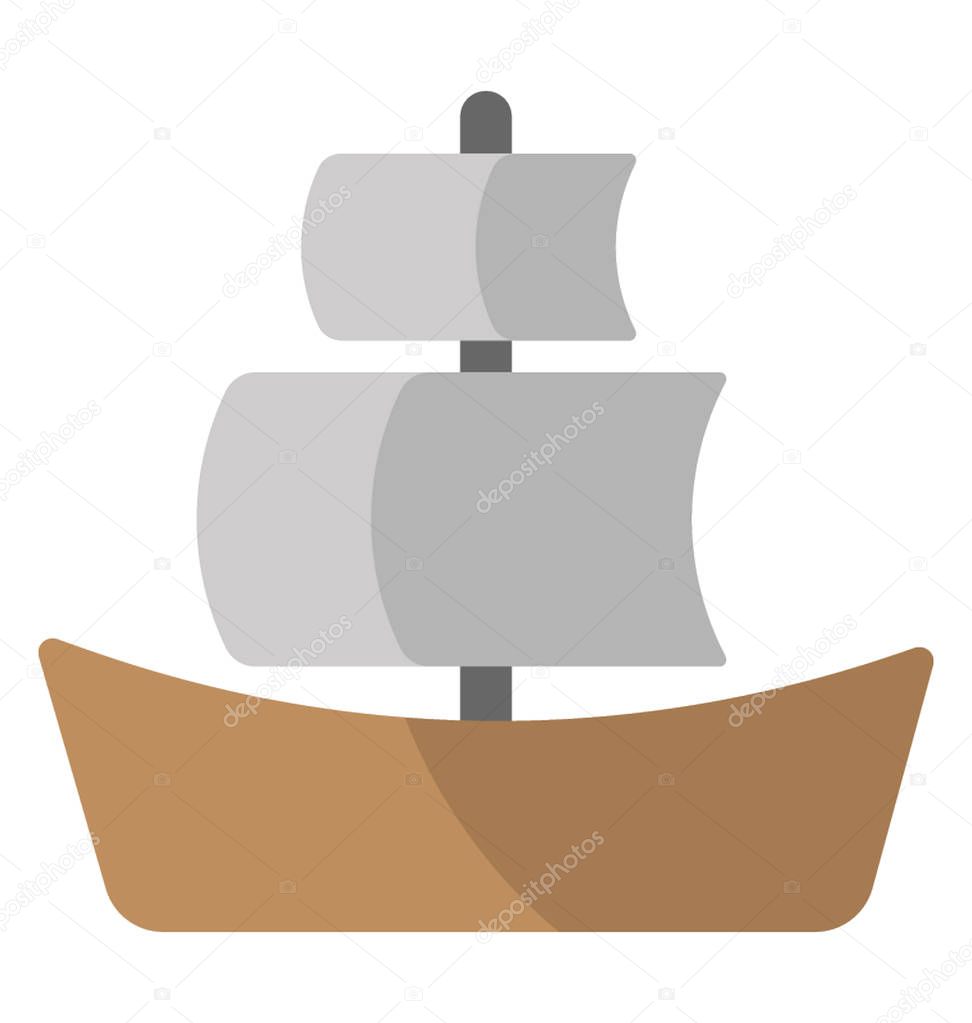 Small boat with sailors attached for direction manifesting sailboat icon