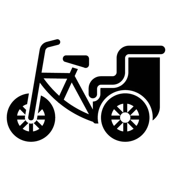 Panier Attaché Avec Cycle Créant Icône Rickshaw Cycle — Image vectorielle