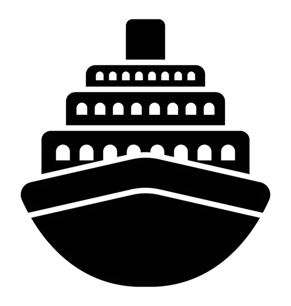 Gran Esmalte Agua Con Contenedores Una Chimenea Lado Icono Crucero — Vector de stock