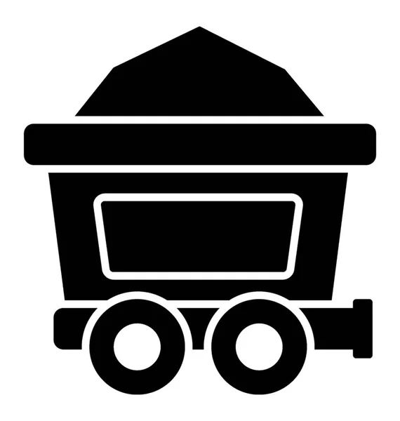 Carrinho Com Rodas Carregado Com Carvão Ícone Carrinho Carvão — Vetor de Stock