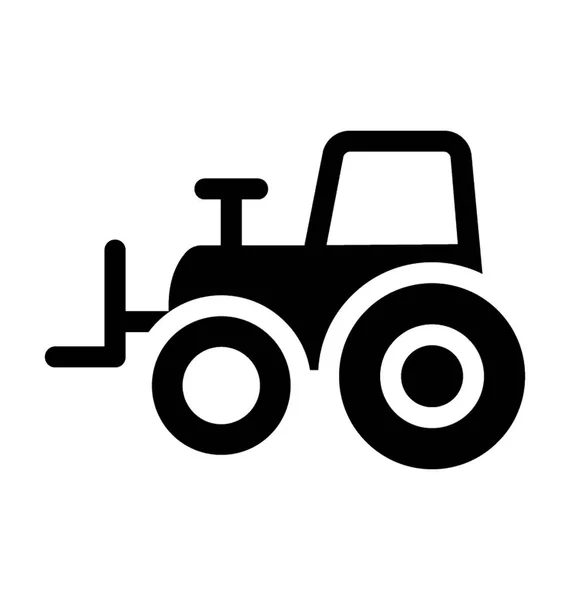 Винтажный Сельскохозяйственный Транспорт Двигателем Спереди Икона Трактора — стоковый вектор