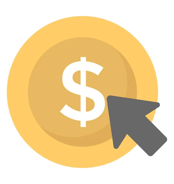 Een Dollar Munt Met Een Klik Symboliseren Pay Klik Concept — Stockvector