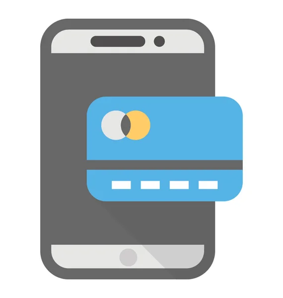 Karty Kredytowej Nad Smartphone Ekranu Wyświetlone Ikona Koncepcja Bankowości Mobilnej — Wektor stockowy