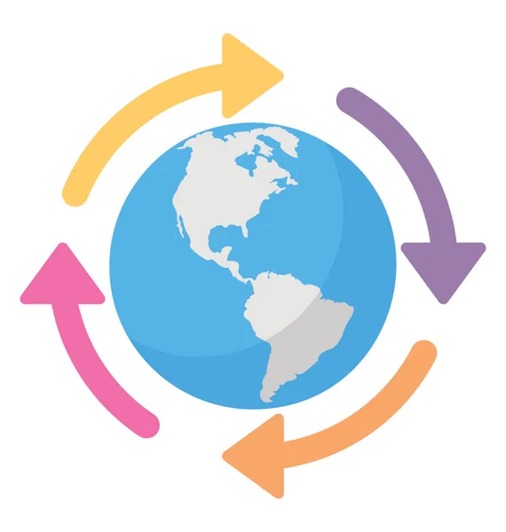 Pfeile Die Den Globus Kreisen Symbolisieren Das Globale Netzwerk — Stockvektor