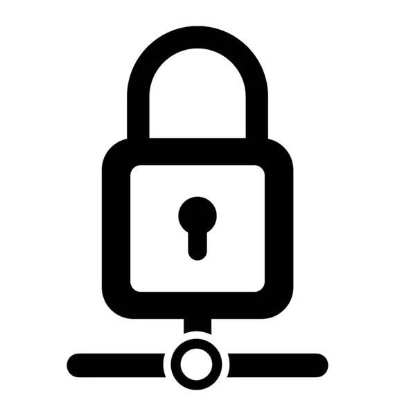 Padlock Embedded Lan Sharing Network Denoting Cyber Security Icon — Stock Vector