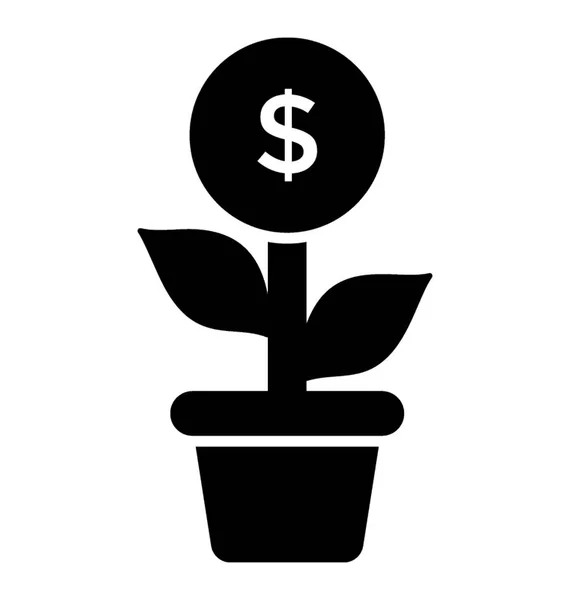 Una Planta Con Signo Dólar Que Simboliza Icono Del Glifo — Vector de stock