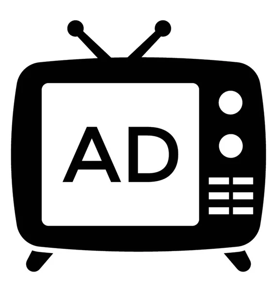Design Ícone Glifo Simples Propaganda Televisão — Vetor de Stock