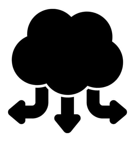 Computación Nube Con Tres Flechas Que Indican Uso Compartido Redes — Archivo Imágenes Vectoriales