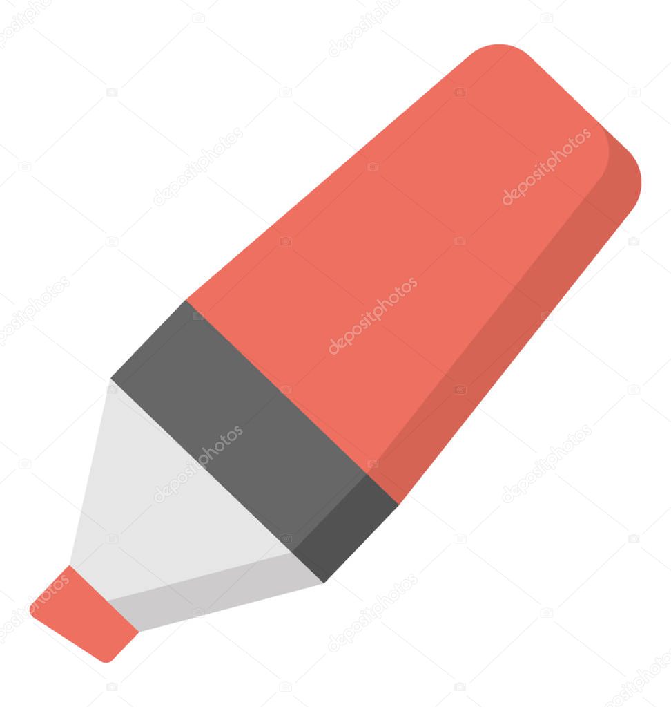 A small marker pen in flat shape representing highlighter to highlight important notes 