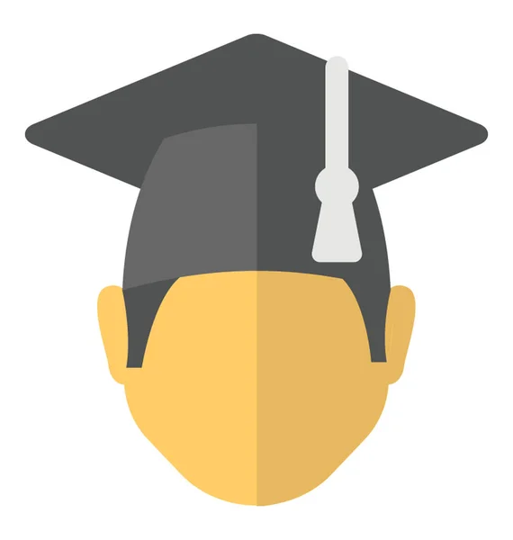 男性头像戴 Mortarboard 在她的头描绘研究生的人 — 图库矢量图片