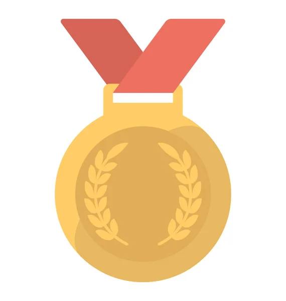 Yuvarlak Şekil Madalya Biri Tasvir Eden Altın Madalya Ödüllendirme Amacıyla — Stok Vektör