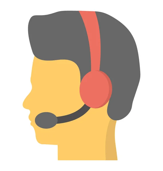 Avatar Masculino Con Auriculares Cargando Apoyo Línea — Vector de stock