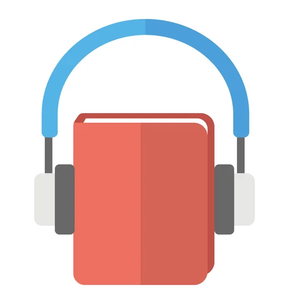 Auriculares Libro Que Representa Audiolibro — Vector de stock