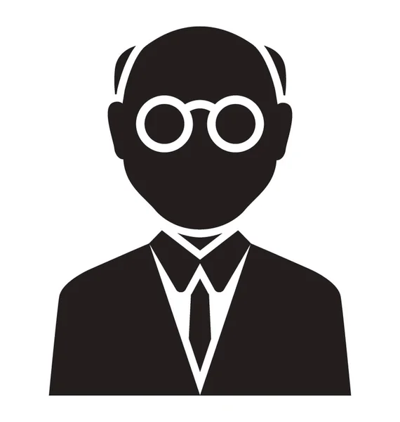 Homem Velho Usando Óculos Vestido Formal Gravata Caracterizando Professor — Vetor de Stock