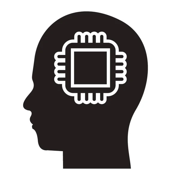 Mikrochip Ludzkiego Mózgu Denting Koncepcji Sztucznej Inteligencji — Wektor stockowy