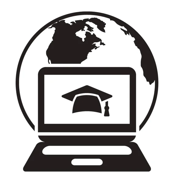 Harç Kap Online Eğitim Tasvir Arka Planda Küre Ile Bir — Stok Vektör