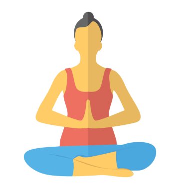 Kadın yoga gösteren bir simge altında padmasana yoga duruş içinde oturan bir bayan 